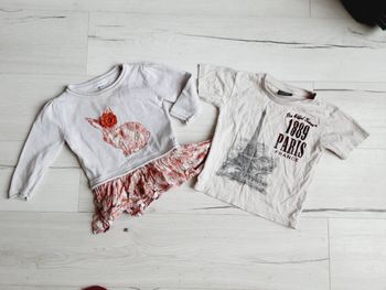 Vêtement bébé fille lot pull et tee-shirt manches courtes 2 ans