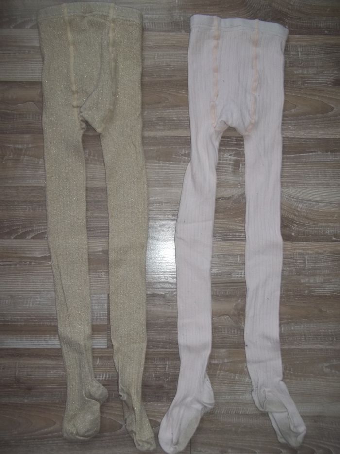 Lot 2 collants côtelés rose et doré Tex 10/11 ans - photo numéro 5