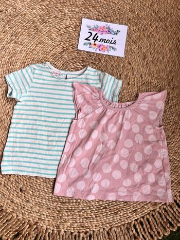 Lot teeshirt manches courtes coton 2 ans