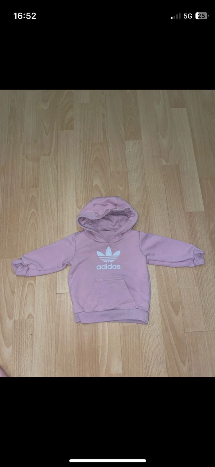 Sweat Adidas à capuche rose : 3/6 mois - photo numéro 2