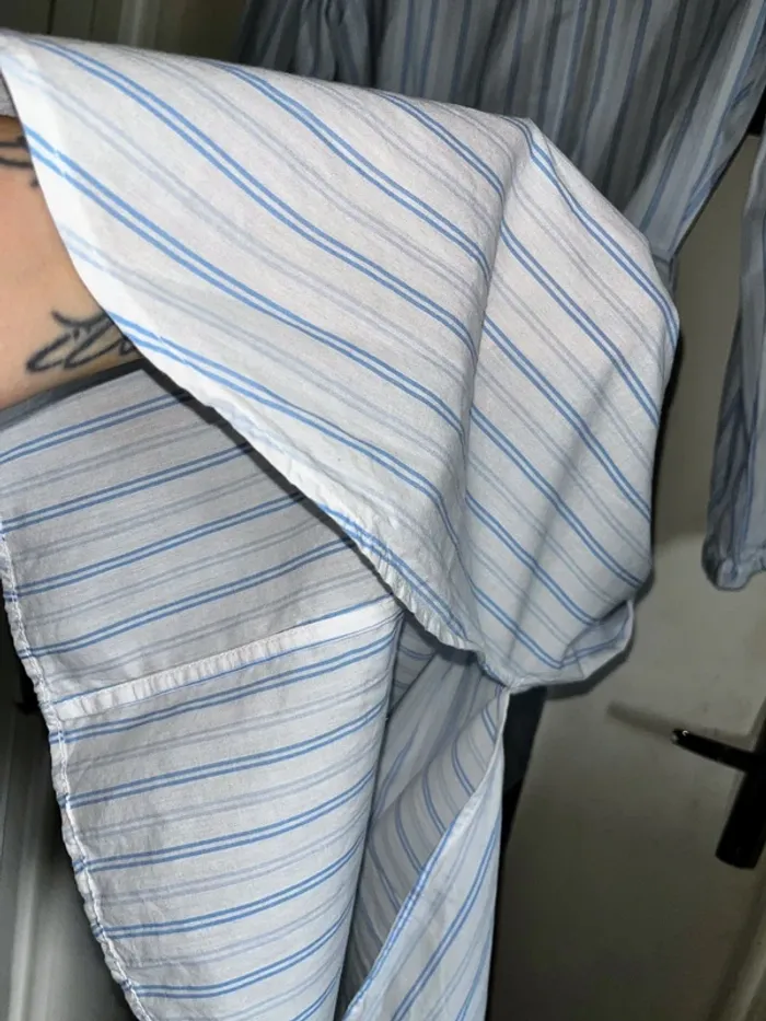 Robe chemisier blanc à rayures bleues, taille S, Neuf avec étiquette - H&M - photo numéro 13