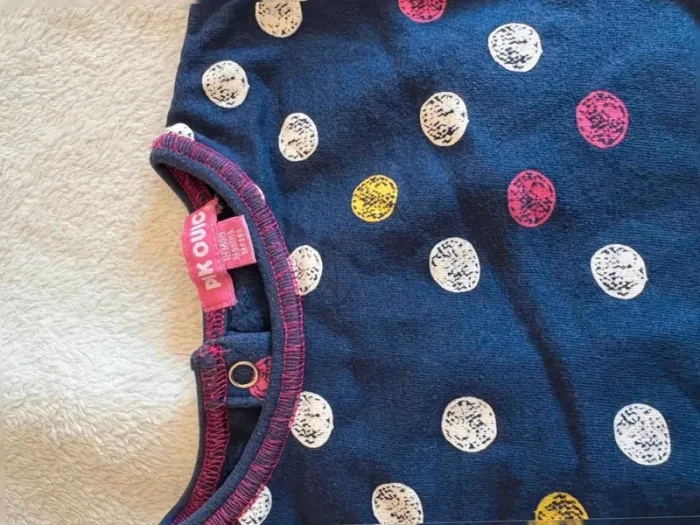 Robe fille manches courtes bleu marine à pois colorés – P’tit Ours – 18 mois - photo numéro 3