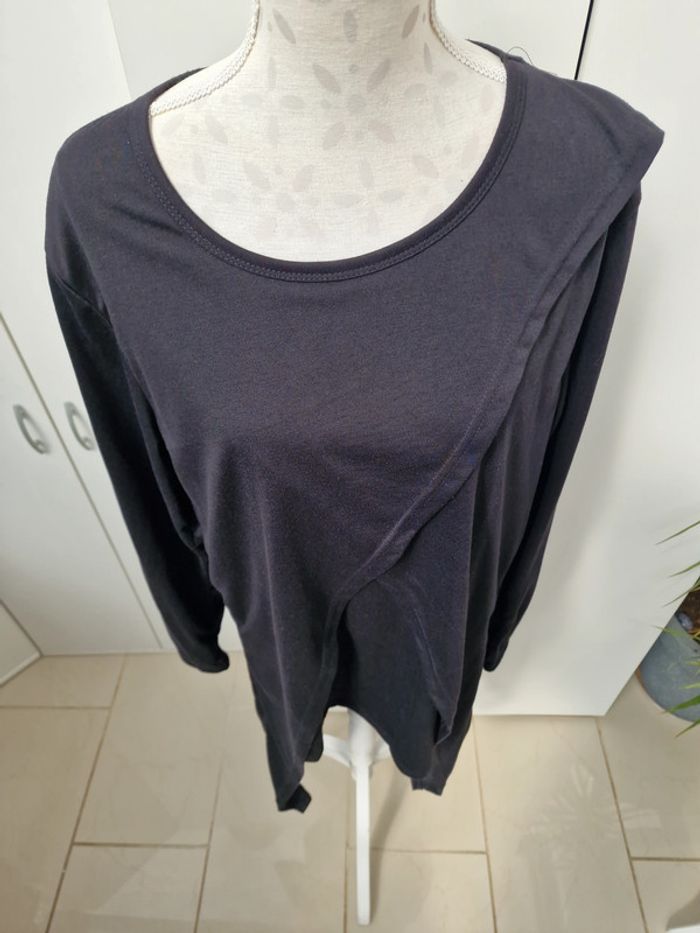 Sweat Ultra Long Noir Effet 3 Vêtements - photo numéro 2