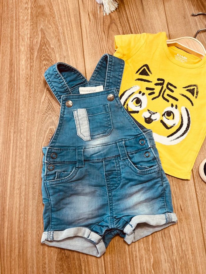 Taille 3 mois ensemble 2 pièces été garçon Orchestra Kiabi jaune et bleu jean * tigre * 💙 - photo numéro 2