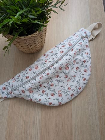 Sac banane femme blanc fleuri