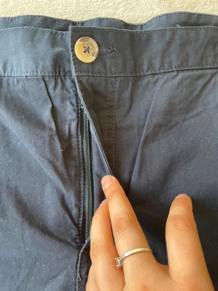 Short chino bermuda pantacourt bleu marine uni classique avec poches kiabi taille 62 - photo numéro 3