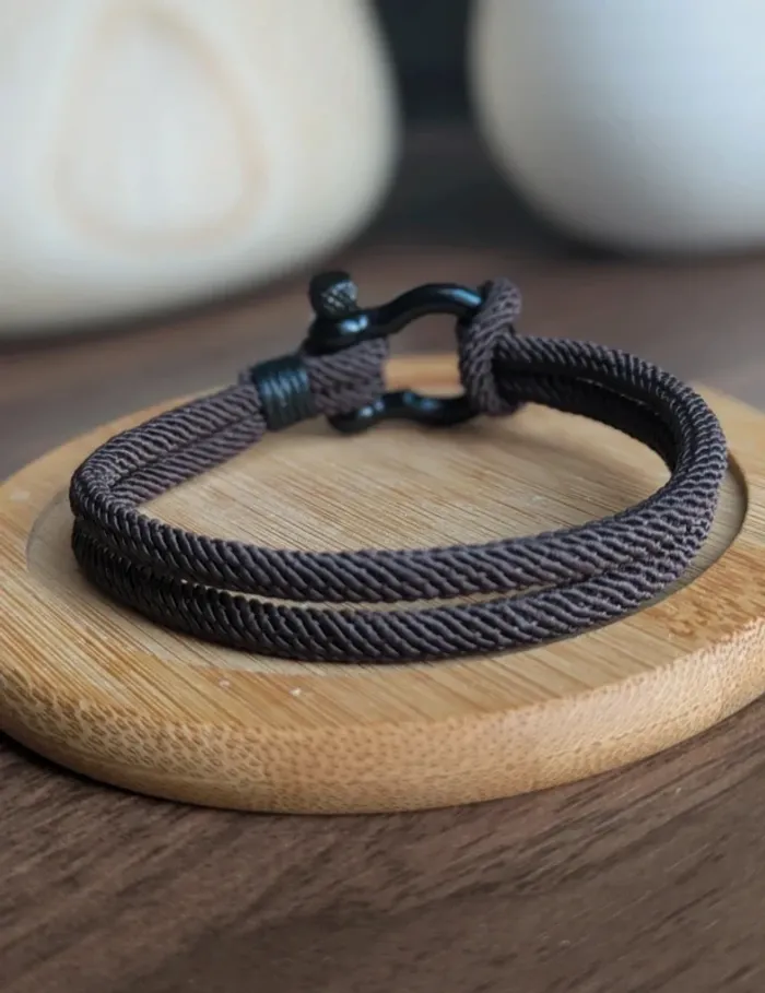 Bracelet marin cordon marron inspiration Fred idée cadeau fête des pères - photo numéro 4