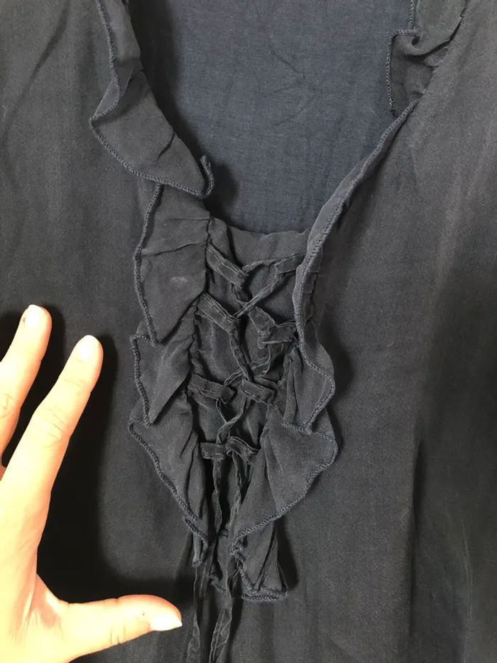 Robe en soie bleue marine La Fée Maraboutée taille 38 - photo numéro 4