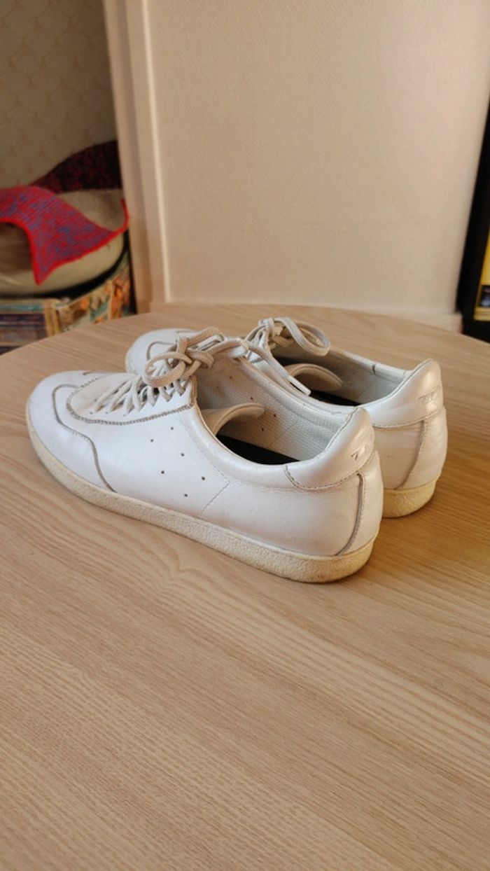 Basket sneakers en cuir zara taille 40 blanche lacet tennis - photo numéro 4