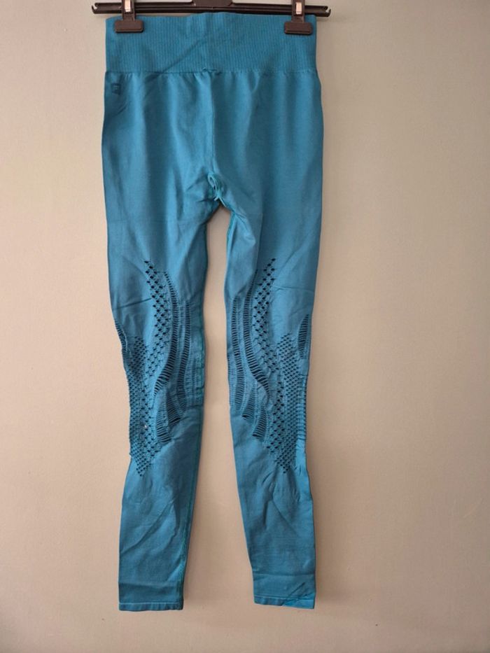 Legging de sport bleu canard ajouré taille 36, fabletics - photo numéro 2