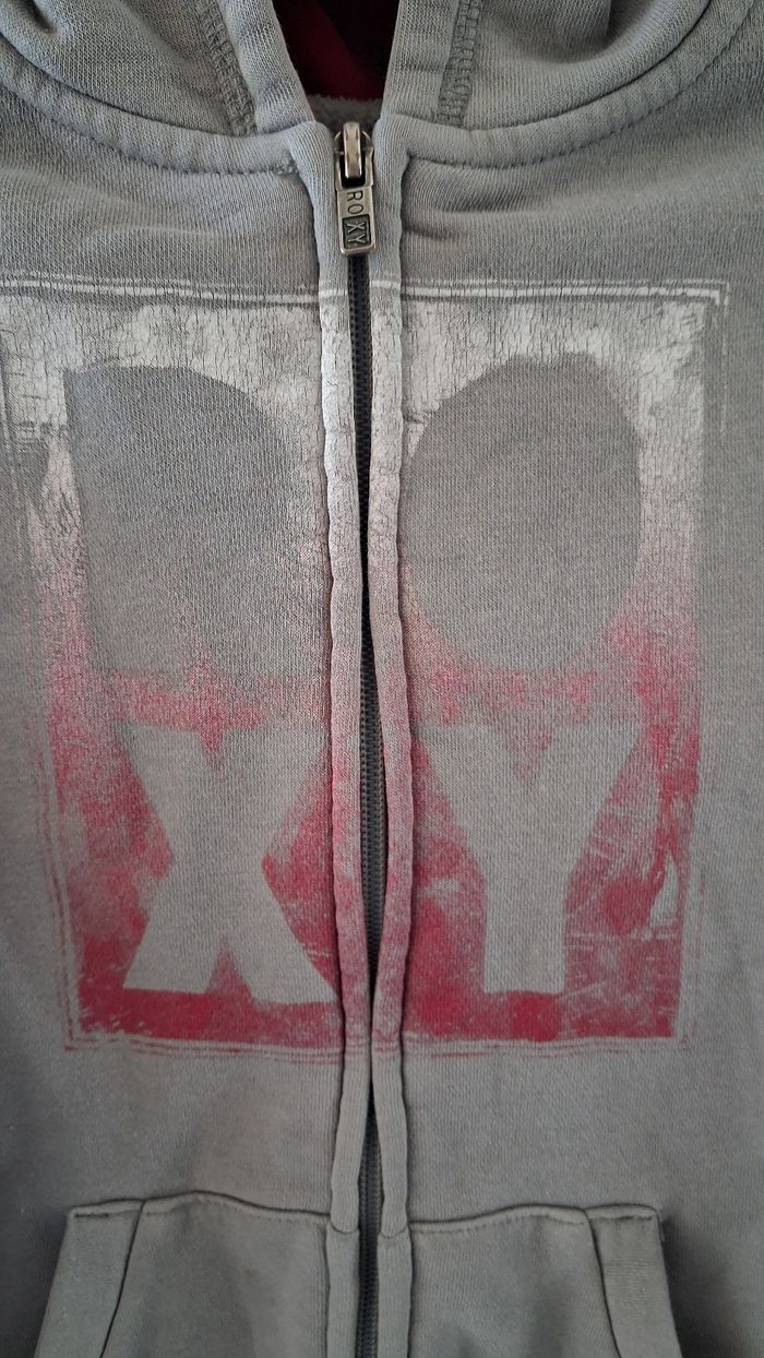 Veste zippé a capuche rose grise roxy taille 10 ans - photo numéro 3