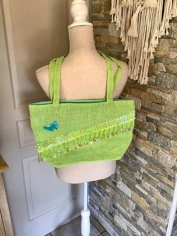 Sac plage sac fourre tout menthe vert clair bleu doubler 41-26 cm