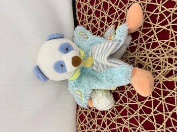 Marionnette Panda Bleu Orange Rayé DOUDOU ET COMPAGNIE