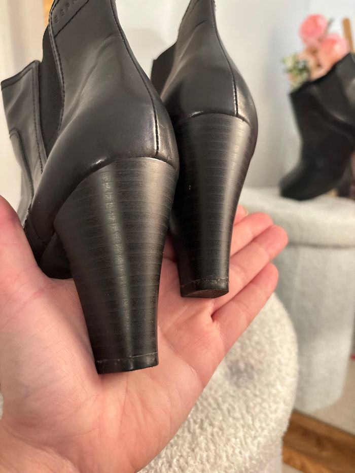 Bottines noires ESPRIT à talons – cuir – Chelsea – Taille 37 – Chic & confort - photo numéro 6