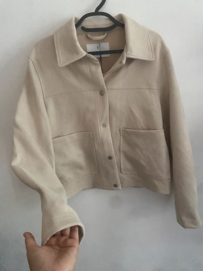 Veste douce effet daim beige clair - photo numéro 3