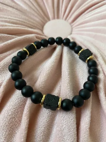 Agate noir onyx Cadeau homme femme Bracelet en pierres naturelles lithoterapie