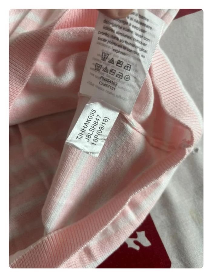 Sweat Tommy Blanc avec des liserés bleu et rose taille M - photo numéro 8