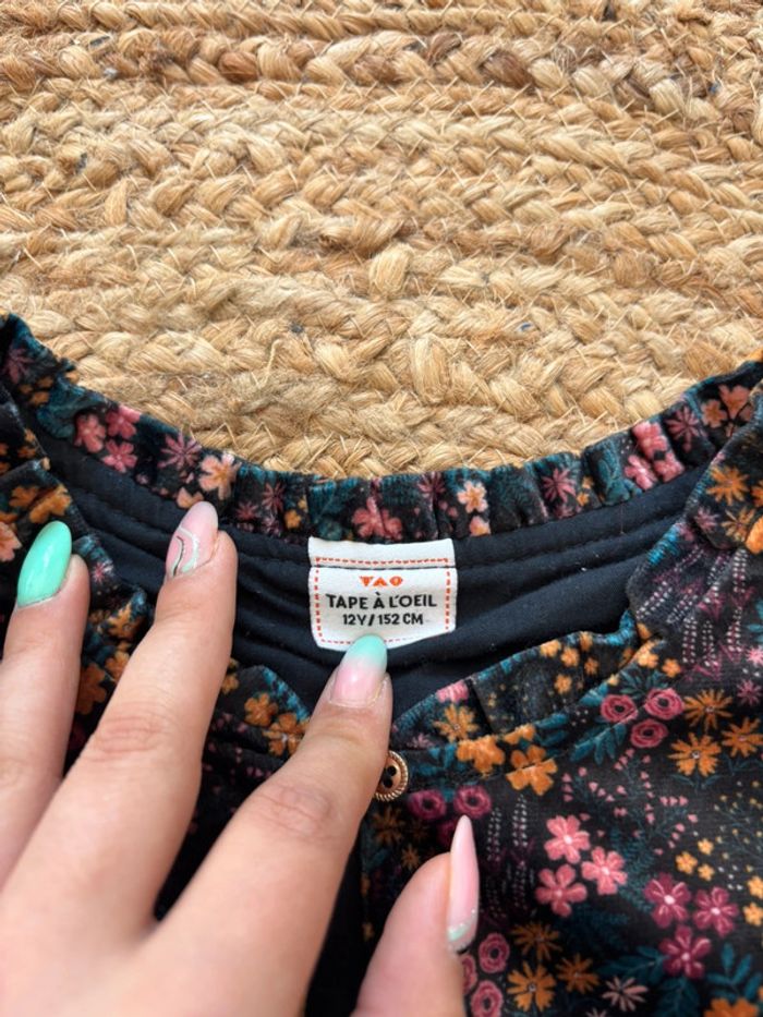 🌺Robe manche longue fleurie effet velours Taille 12ans/152cm🌺 - photo numéro 5