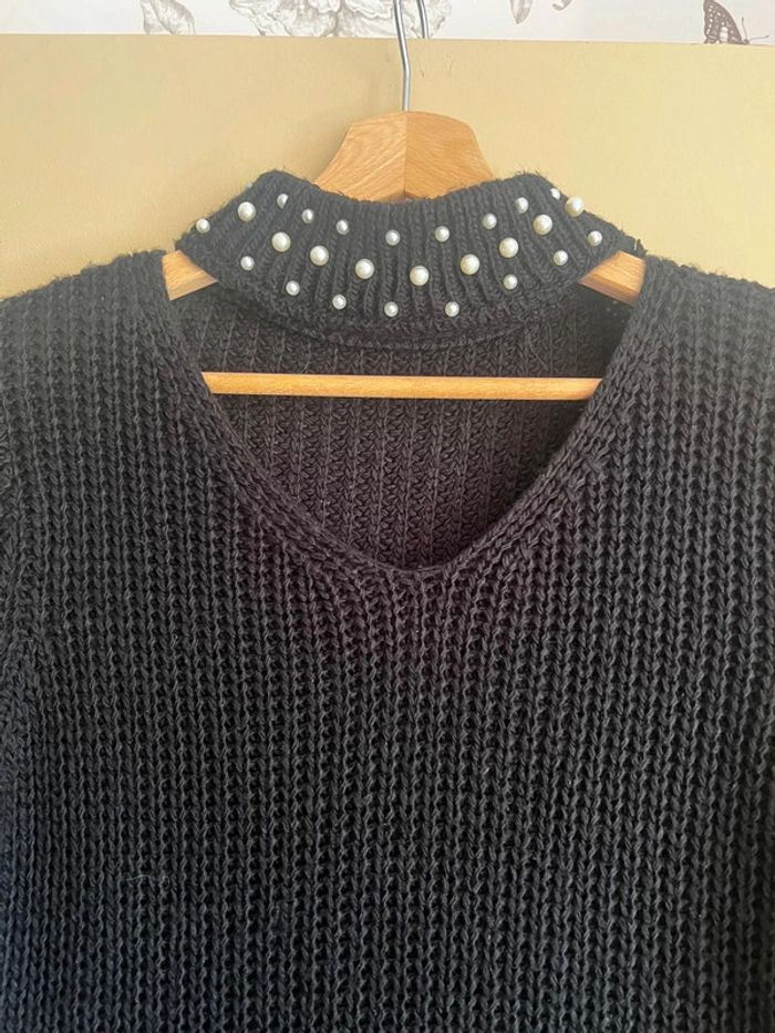 Robe pull noire à perles femme 38-42 comme neuve - photo numéro 2