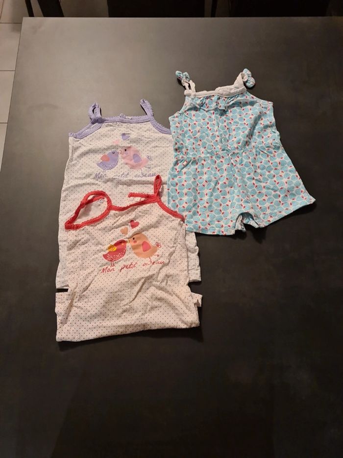 Lot 3 combinaisons shorts 6 mois
