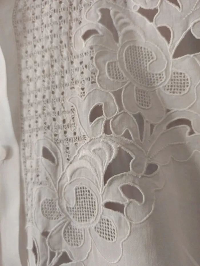 Blouse vintage broderie t.40 100% coton - photo numéro 3