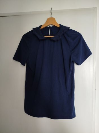 Haut Naf Naf bleu marine col claudine 