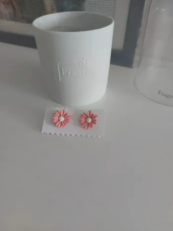 🌼 Boucles d'oreilles fleurs roses acrylique