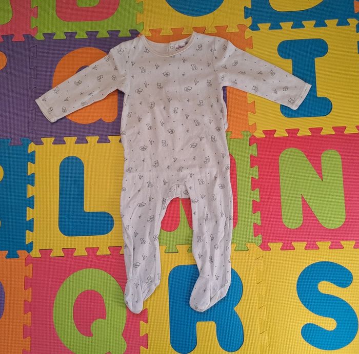 Pyjama grenouillère 1 pièce blanc chats, pommette, taille 24 mois (86 cm)