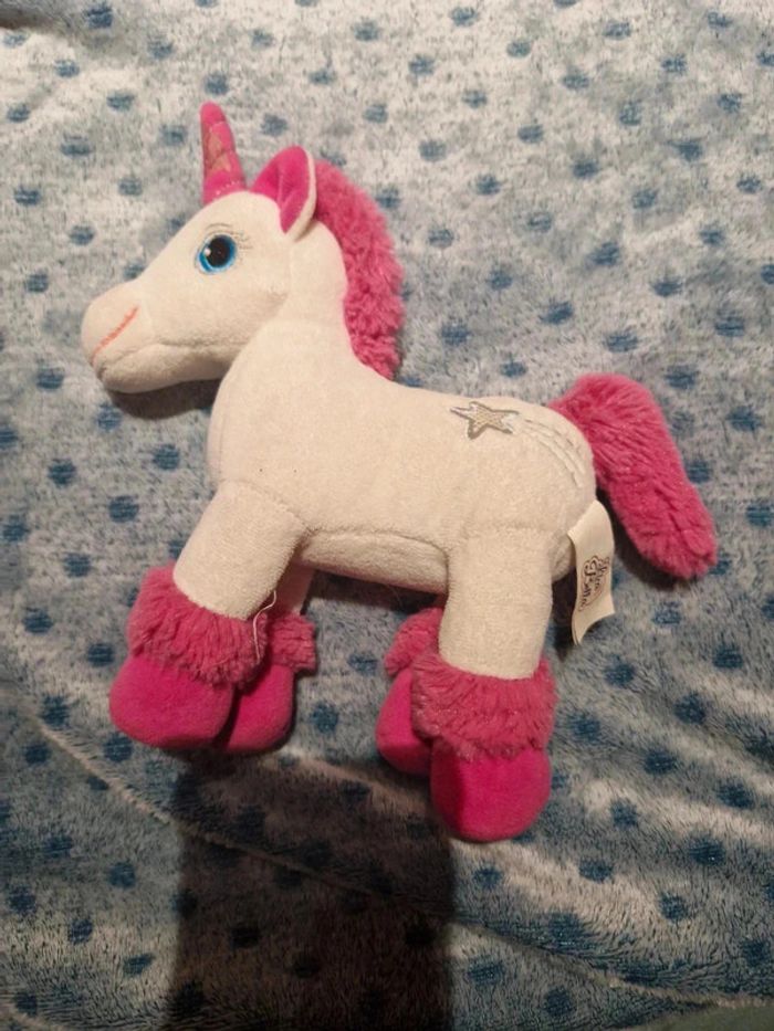 Peluche licorne blanche et rose sonore - photo numéro 2
