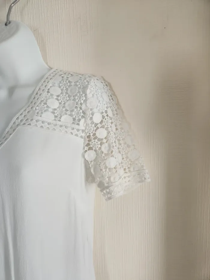 Blouse blanche manches dentelle courtes 123 36 - photo numéro 5