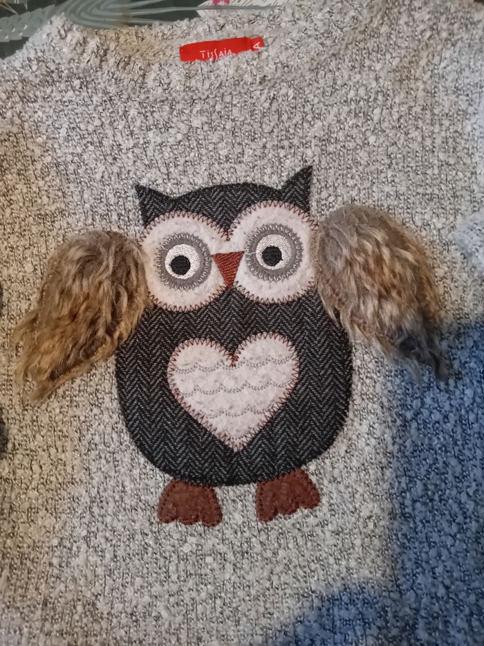 Pull Tissaia 4 ans – motif hibou 🦉 - photo numéro 2