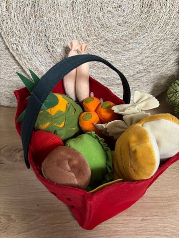 Panier en tissu garni 11 pièces légumes fruit viande dînette enfant IKEA 