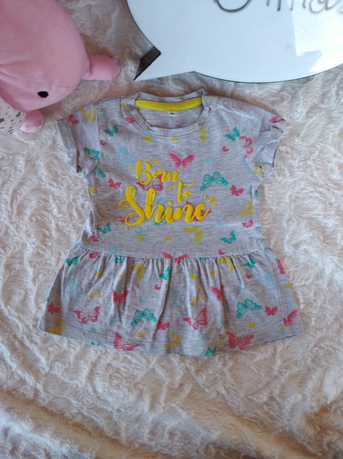 Robe courte Tunique Fille 6 mois "Born to shine" Zeeman - photo numéro 2