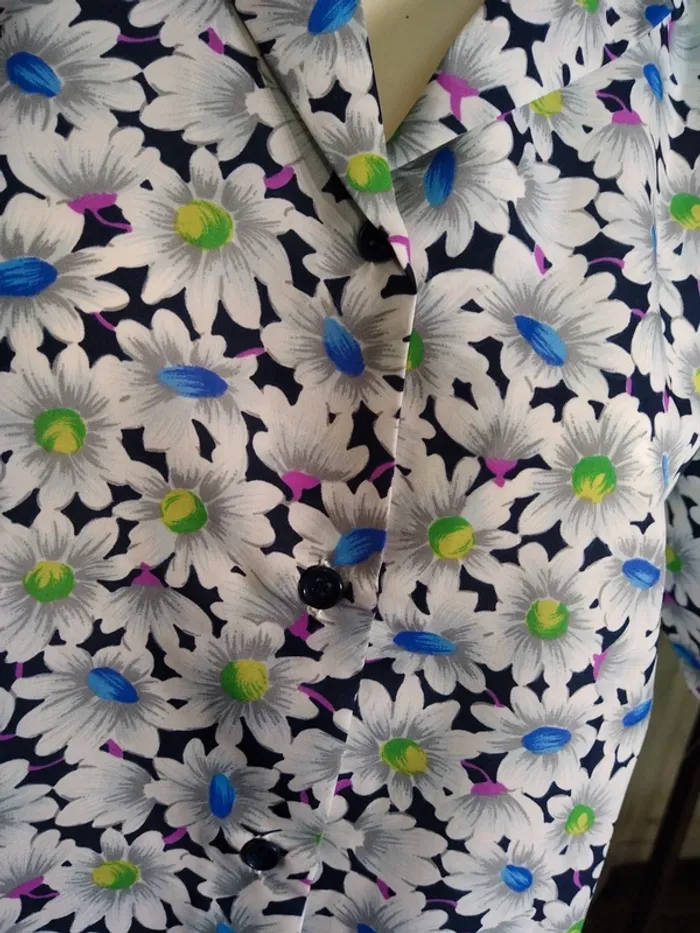 Chemise chemisier top blouse printemps été fleurs flower vintage retro country cottage - photo numéro 2