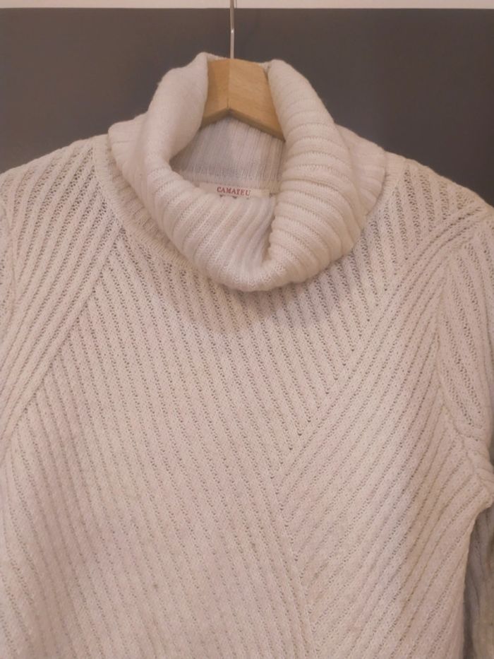 Pull à col roulé écru - photo numéro 2