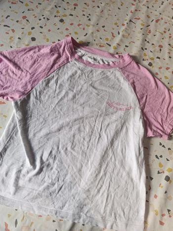 T-shirt rose et blanc taille s