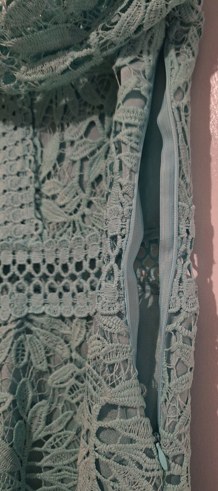 Robe turquoise en dentelle - photo numéro 6