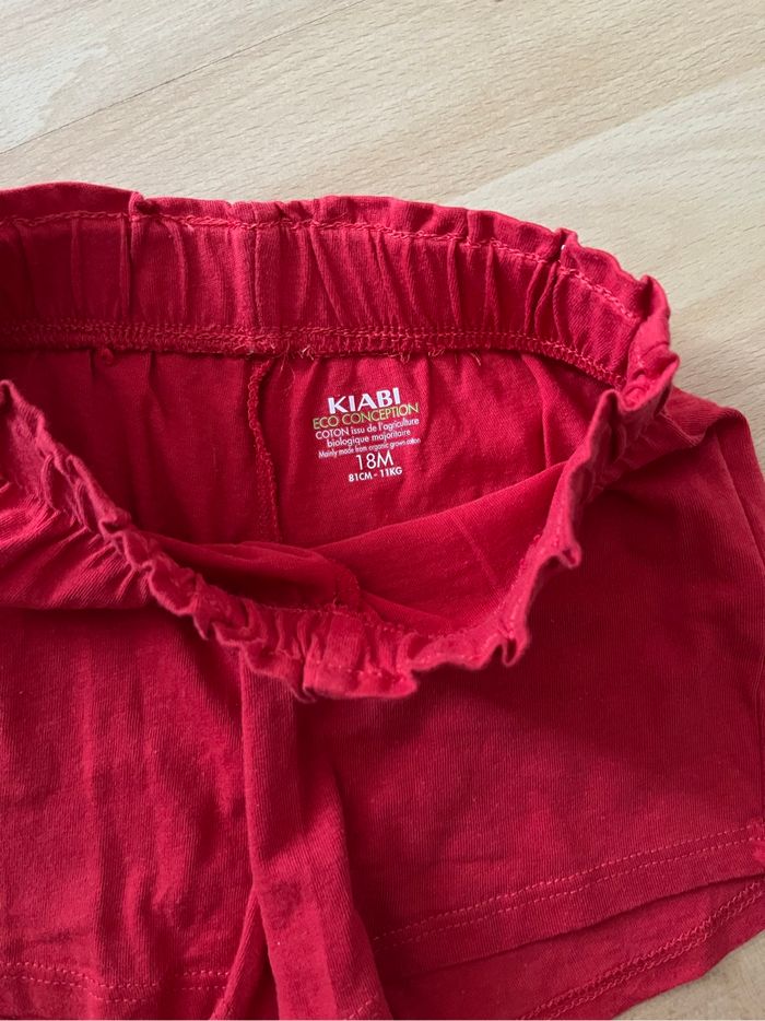 Lot 2 short Kiabi rouge + bleu marine 18mois fille - photo numéro 2