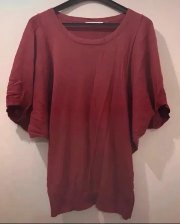 Haut femme camaïeu été très léger demie manche Bordeaux taille XL