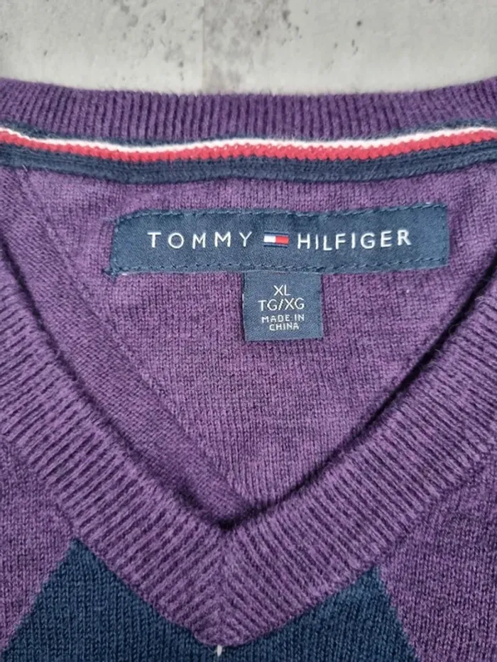 Pull col V Tommy Hilfiger violet, XL Hommes - photo numéro 6