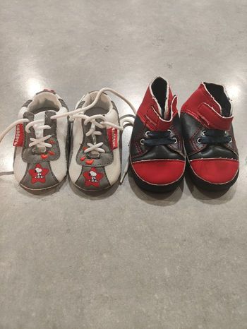 Lot de 2 paires de chaussures bébé – Taille 17 – Marque Snoopy & P’tit Bisou – jamais portées