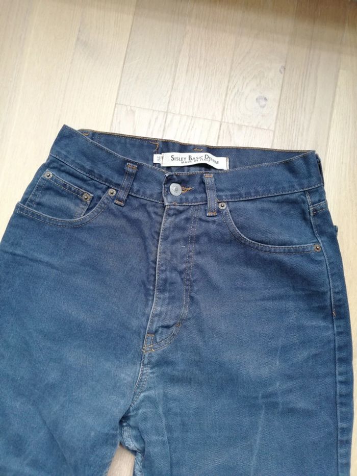 Pantalon mom jeans sisley basic denim bleu brut taille 36 femme - photo numéro 6