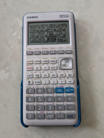 Calculatrice casio Graph 35+E 2, mode examen.