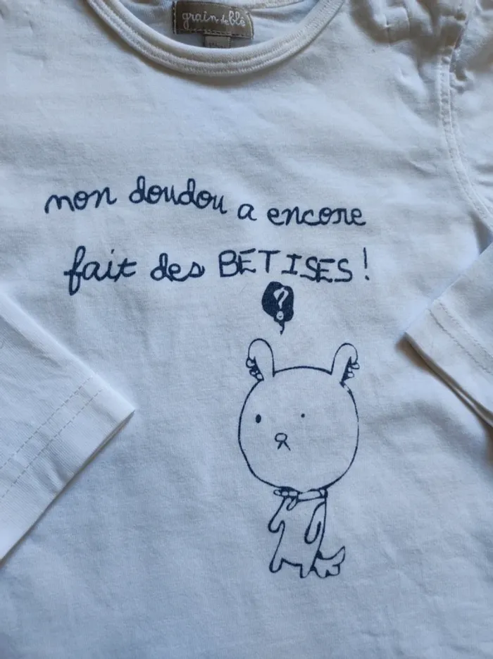T-shirt blanc 12 mois manches - photo numéro 3
