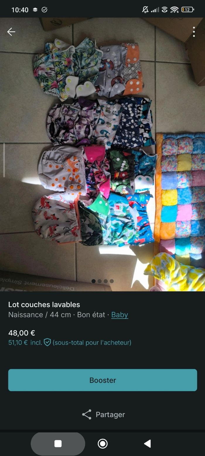 Lot couches lavables