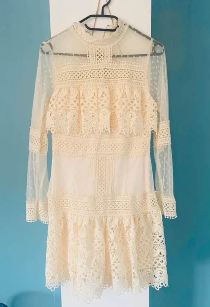 Robe macramé dentelle Ecrue