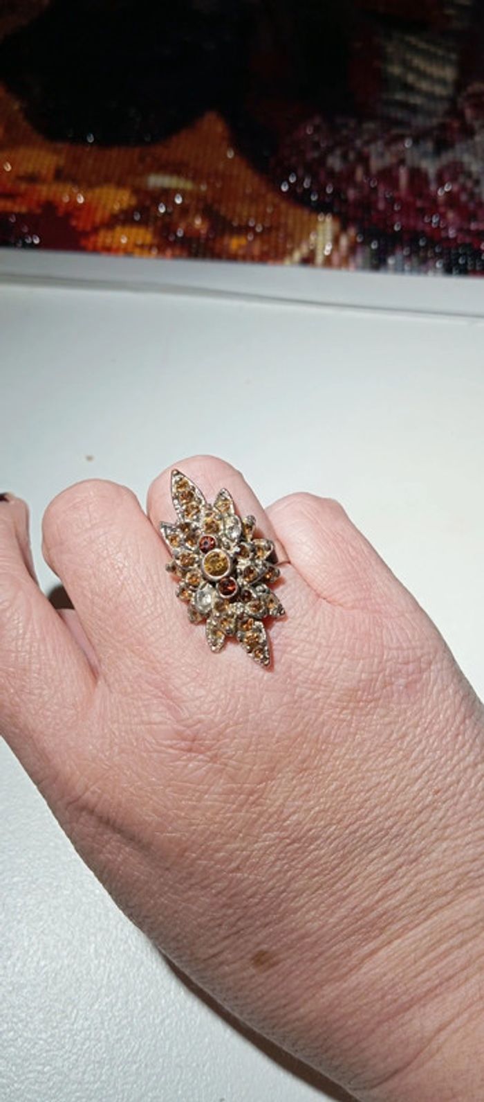 Bague ancienne à strass - photo numéro 2