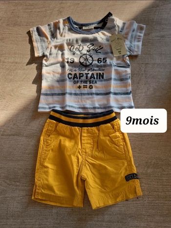 Ensemble short et tee-shirt bébé 9mois