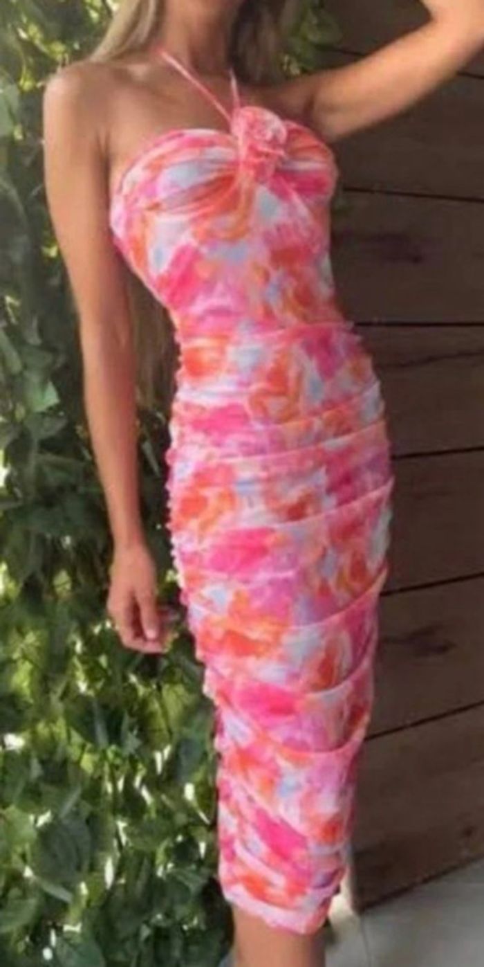 Magnifique robe bustier, colorée, taille L été Zara