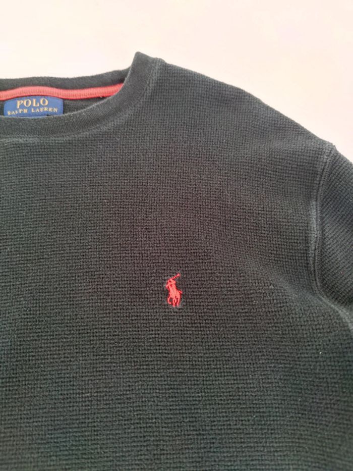 Pull Crewneck Ralph Lauren Nid D'abeilles Noir Logo Brodé Rouge Taille XL Homme - photo numéro 4